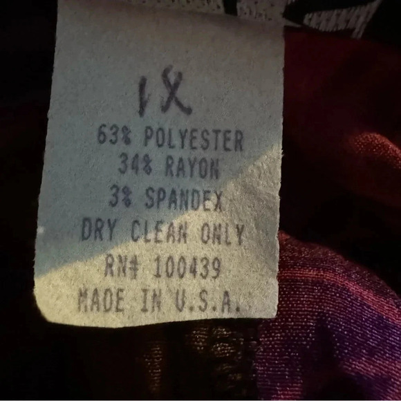 DBS Collections 1X Shirt Top Purple Pink Floral Short Sleeve Scoop Neck Stretch - Picture 6 of 6